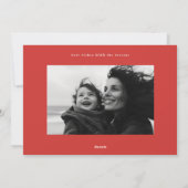 赤モダンスタイリッシュと白の写真happy シーズンカード (裏面)