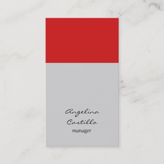 赤モダンスタイリッシュストライプ色グレー背景 名刺 (正面)