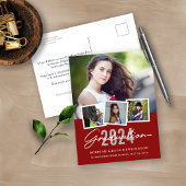 赤モダンスタイリッシュ任意の年の卒業写真4 ポストカード