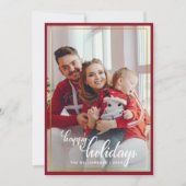 赤モダンスタイリッシュ弓ハッピーホリデー写真家族 シーズンカード (正面)