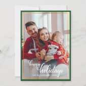 赤モダンスタイリッシュ弓ハッピーホリデー写真家族 シーズンカード (正面)