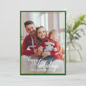赤モダンスタイリッシュ弓ハッピーホリデー写真家族 シーズンカード (スタンド正面)