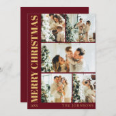 赤モダンスタイリッシュ金ゴールドタイポグラフィ シーズンカード (正面/裏面)