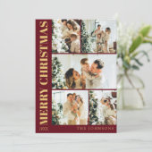 赤モダンスタイリッシュ金ゴールドタイポグラフィ シーズンカード (スタンド正面)