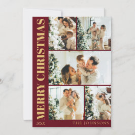 赤モダンスタイリッシュ金ゴールドタイポグラフィ シーズンカード