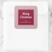 赤モダンストライプクリスマス スクエアシール (バッグ)
