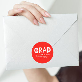 赤モダンスプレー絵を描卒業 ラウンドシール