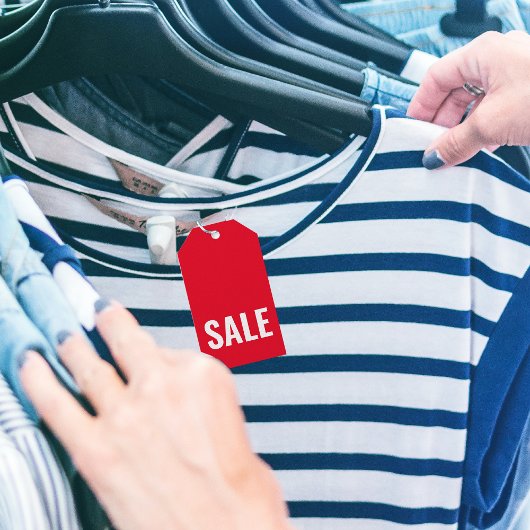 赤モダンセール衣料品ラベル ギフトタグ