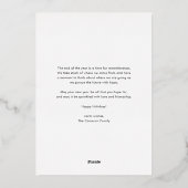 赤モダンタイポグラフィクリスマススリーフォト 箔シーズンカード (裏面)