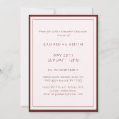 赤モダンタイポグラフィシンプル写真卒業 招待状 (裏面)