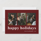 赤モダンタイポグラフィハッピーホリデーズフォトコラージュ シーズンカード (正面)