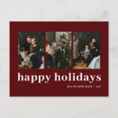 赤モダンタイポグラフィハッピーホリデーズフォトコラージュ シーズンポストカード (正面)