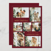 赤モダンタイポグラフィフォトコラージクリスマス シーズンカード (正面/裏面)