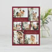 赤モダンタイポグラフィフォトコラージクリスマス シーズンカード (スタンド正面)