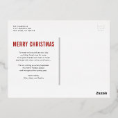 赤モダンタイポグラフィフォトコラージクリスマス 箔シーズンポストカード (裏面)