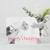 赤モダンタイポグラフィメリークリスマスフォト シーズンカード (スタンド正面)