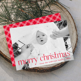 赤モダンタイポグラフィメリークリスマスフォト シーズンカード