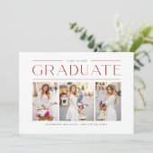 赤モダンタイポグラフィ写真部卒業 招待状 (スタンド正面)