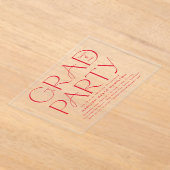 赤モダンタイポグラフィ卒業党 アクリル招待状 (レイダウン)