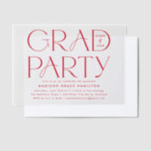 赤モダンタイポグラフィ卒業党 ベラム紙招待状 (オフセット)