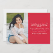 赤モダンタイポグラフィ2写真卒業 案内状 (裏面)