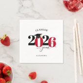 赤モダンタイポグラフィ2025年卒業 スタンダードカクテルナプキン (インサイチュ)