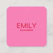 赤モダンタイポグラフィ |ピンク スクエア名刺 (正面)