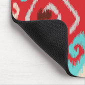 赤モダンターコイズガーリーイカット部模様 マウスパッド (コーナー)