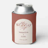 赤モダンテラコッタ書道結婚式の引き出物 缶クーラー (缶正面)