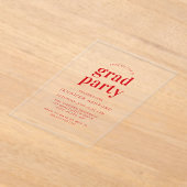 赤モダントレンディー卒業党 アクリル招待状 (レイダウン)