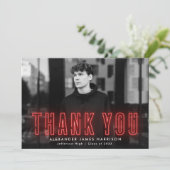 赤モダンネオン写真卒業 サンキューカード (スタンド正面)