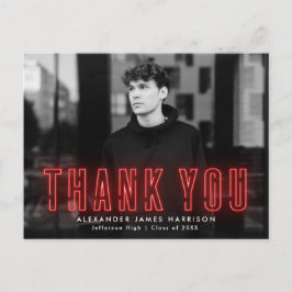 赤モダンネオン写真卒業 ポストカード