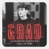 赤モダンネオン卒業 スクエアシール (正面)