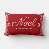 赤モダンノエルパーソナライズされたクリスマス ランバークッション (正面)