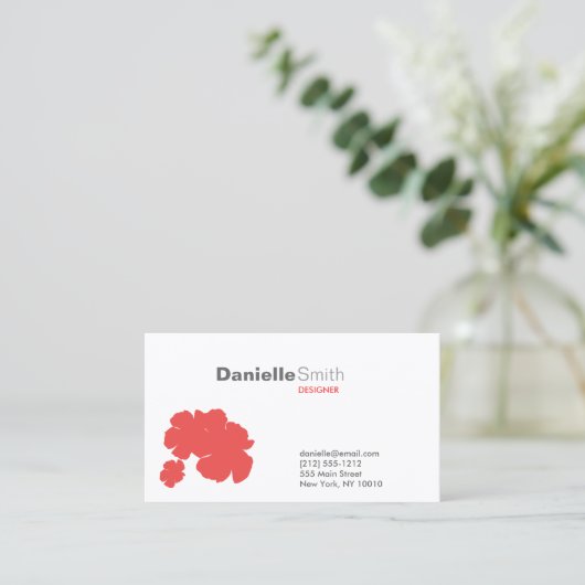 赤モダンハイビスカス 名刺 (スタンド正面)