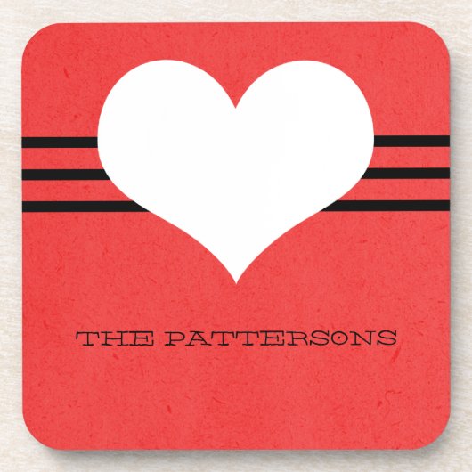 赤モダンハートコースターセット コースター (正面)