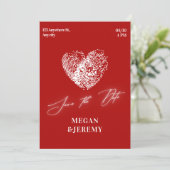 赤モダンハート指結婚指 セーブザデート (スタンド正面)