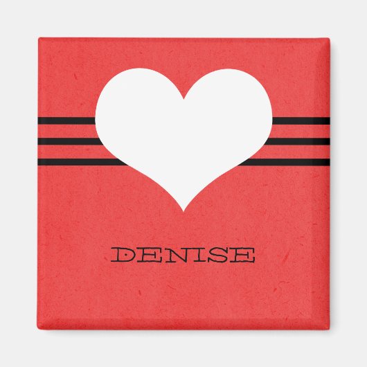 赤モダンハート磁石 マグネット (正面)