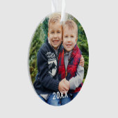 赤モダンバッファロープレイドホリデーフォトキープサケ オーナメント (正面)