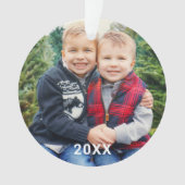 赤モダンバッファロープレイドホリデーフォトキープサケ オーナメント (正面)