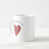赤モダンバラハートパーソナライズされた コーヒーマグカップ (正面左)