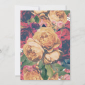 赤モダンバラフローラ植物学ボホ結婚ズ 招待状 (裏面)