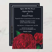 赤モダンバラ 招待状 (正面/裏面)