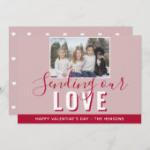 赤モダンバレンタインの台本の家族の写真 シーズンカード (正面/裏面)