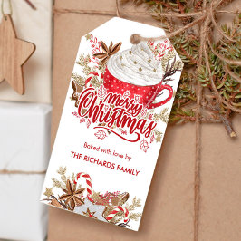 赤モダンパーソナライズされたクリスマスCookieギフトラベル ギフトタグ