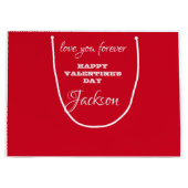 赤モダンパーソナライズされたバレンタインデー ラージペーパーバッグ (正面)