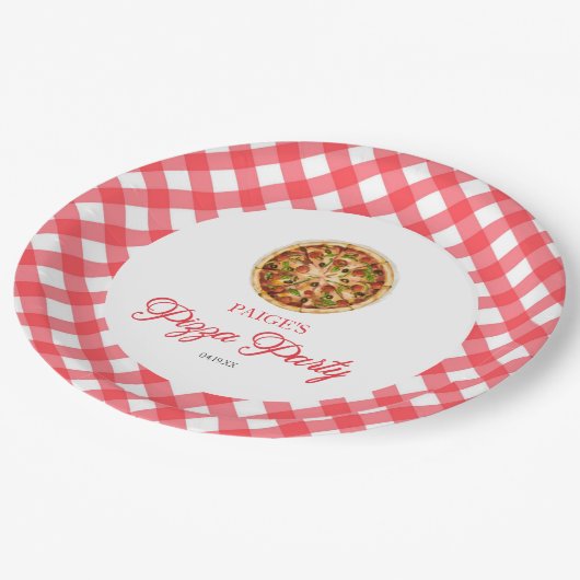 赤モダンピエレガントザパーティー誕生会 ペーパープレート (アングル)