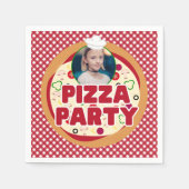赤モダンピザパーティー子供の誕生日 スタンダードカクテルナプキン (正面)