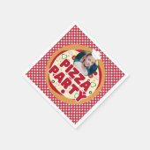 赤モダンピザパーティー子供の誕生日 スタンダードカクテルナプキン (角)