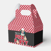 赤モダンピザパーティー子供の誕生日 フェイバーボックス (正面サイド)